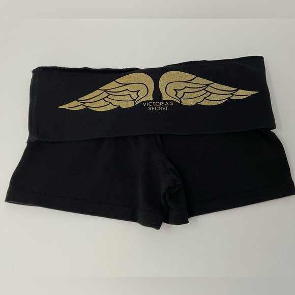Victoria's Secret Pants - Victoria's Secret Black Shorts with Gold Wing Design
